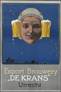 750111 Affiche van de Bierbrouwerij De Krans (Croeselaan 1) te Utrecht.01-01-1920-31-12-1930